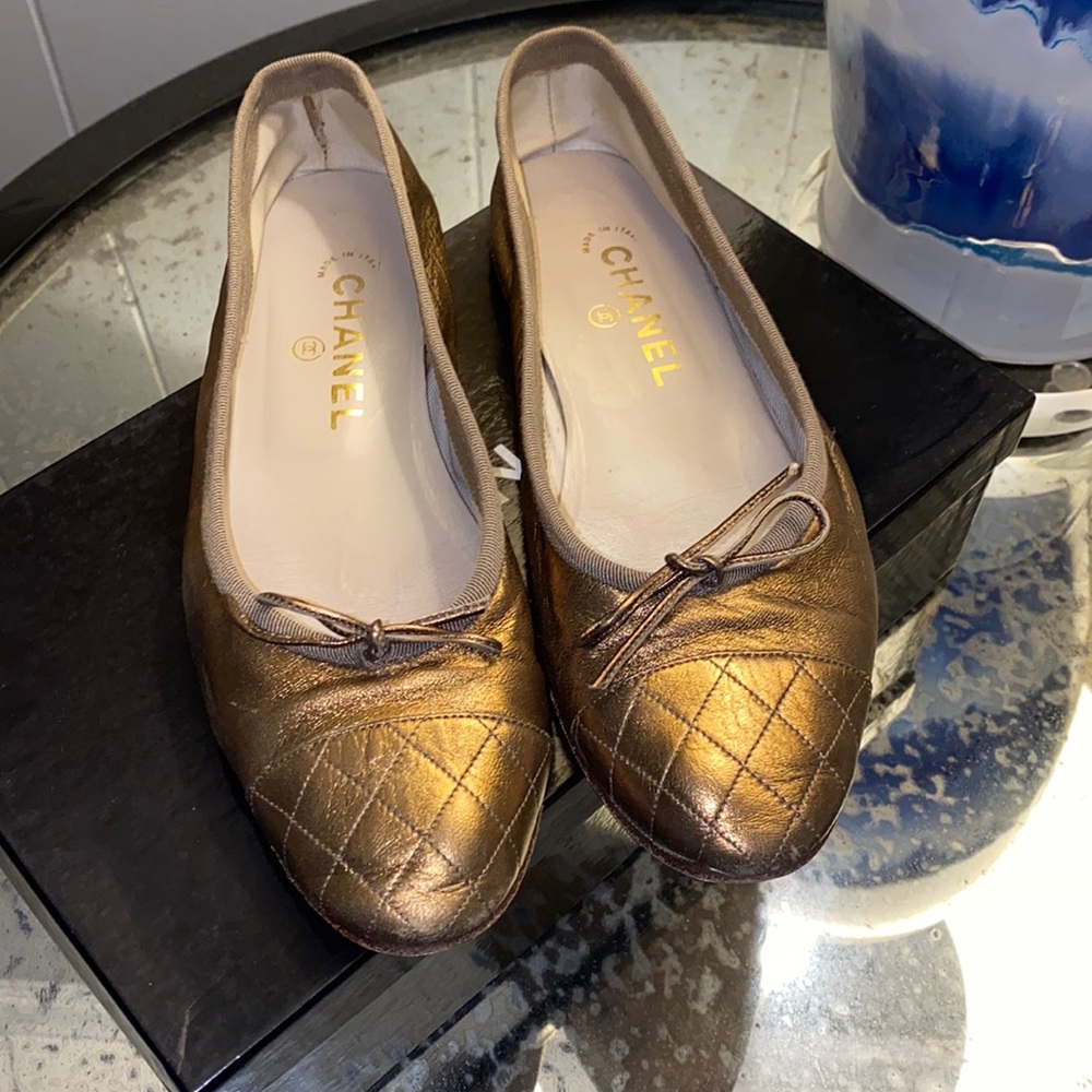 Chanel Bronze Ballet Flats